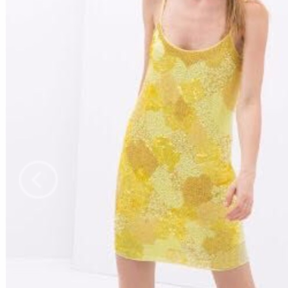 NWOT Zara Yellow Sequin Dress